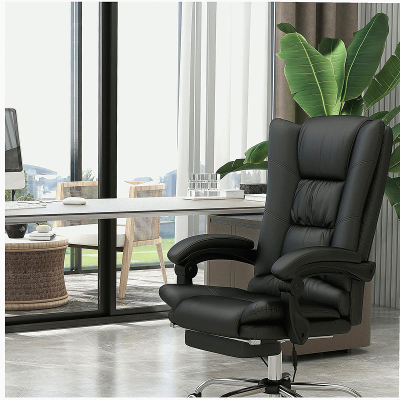 Chaise de bureau avec massage par vibration et fonction de chauffage, avec repose-pieds, noir