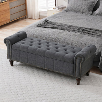 59" Wide Upholstered Bench with Storage Box