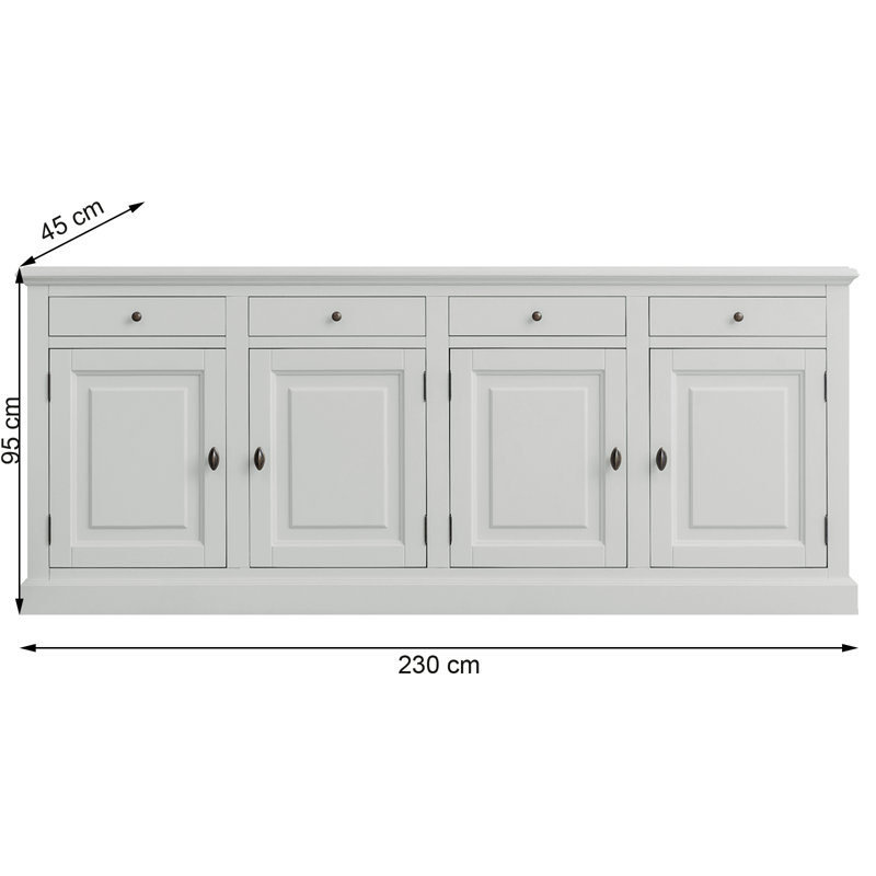 Chapne 230cm Sideboard, Light Gray
