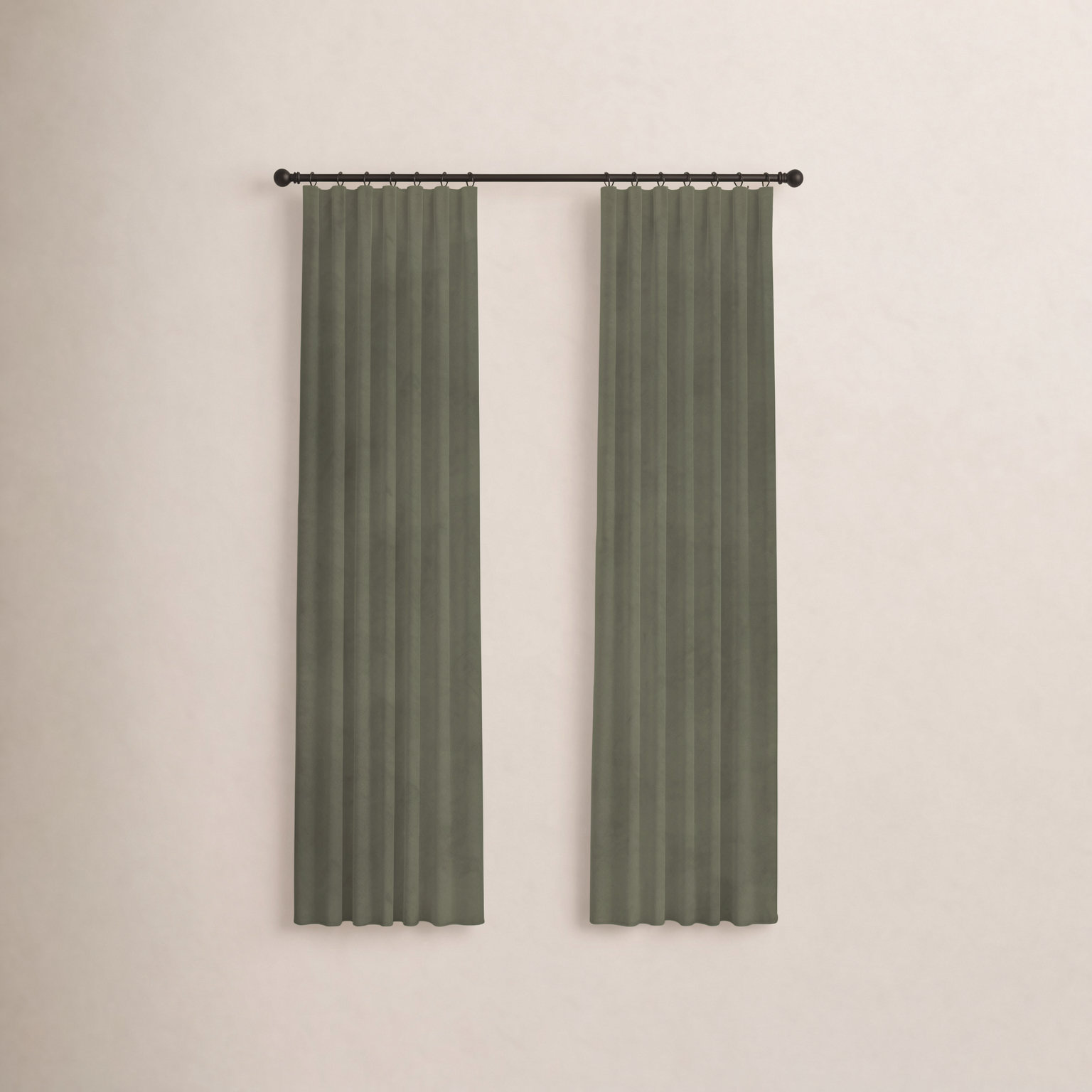 Westcliffe Velvet Curtain in Basil, Double, 50" W x 120" L, Rod Pocket