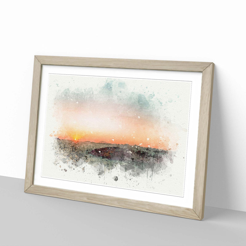 Sunset in Milos Greece in Abstract - Picture Frame Graphic Art Print, 48cm H x 65cm W x 2cm D, Oak Framed