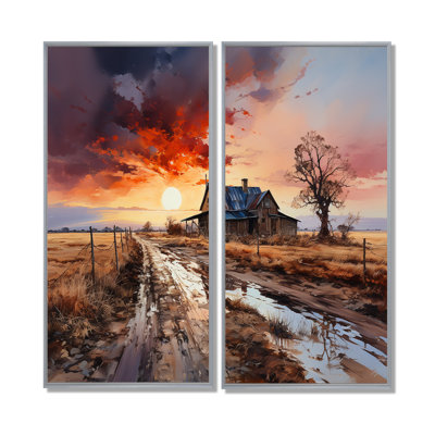 «Sunrise Countryside Farm Unveilé II», reproduction d'art sur toile