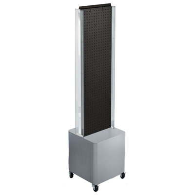 Two-Sided Pegboard Floor Display on Studio Base w/ C-Channels. Panel Size: 13.5"W x 44"H