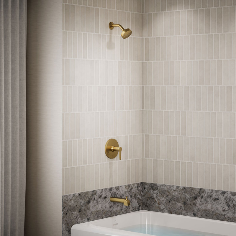 Ensemble de garniture de baignoire et douche Pitch Rite-Temp 2,5 GPM, Laiton brossé moderne éclatant