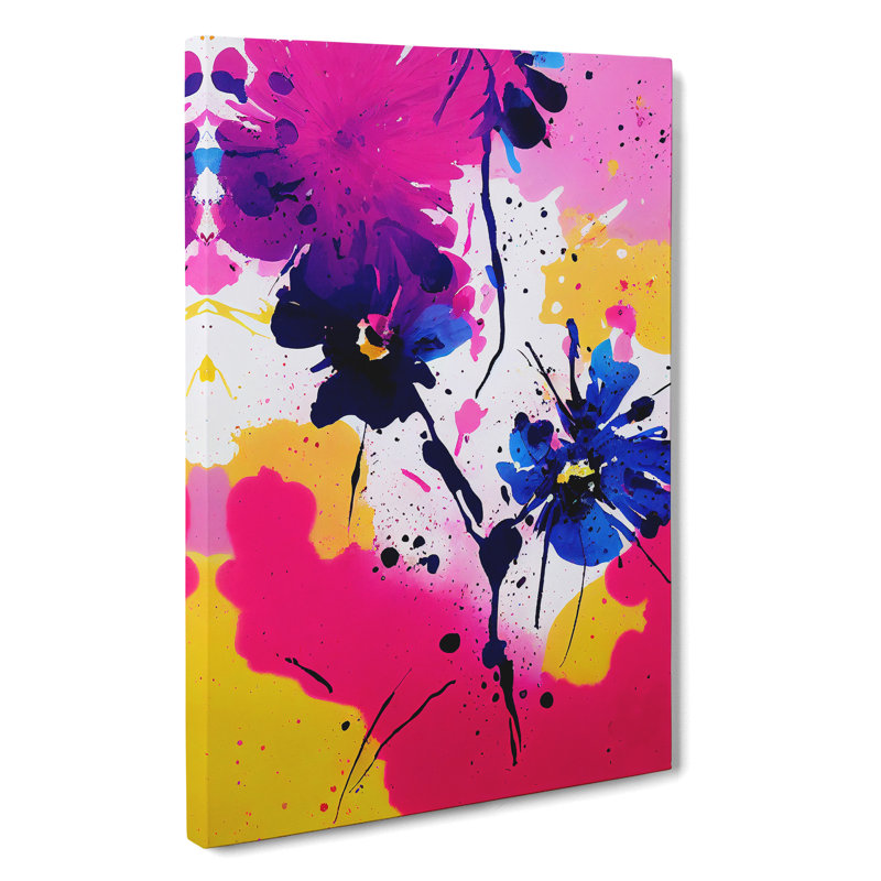 Paint Splat Flower No.3 Abstract - Wrapped Canvas Print, 60cm H x 40cm W x 3cm D