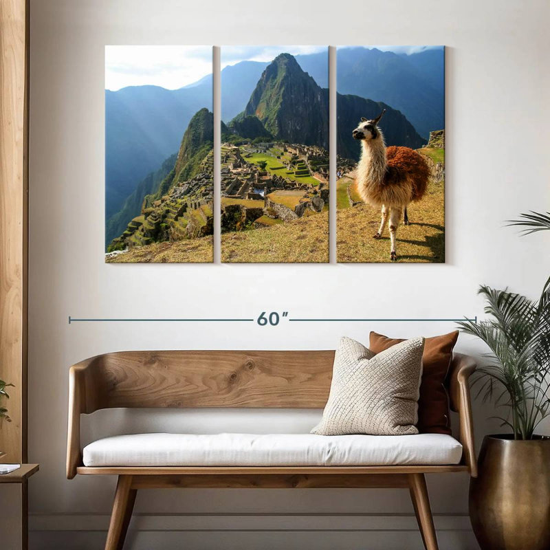 Lilie lama et le Machu Picchu, H 32 po x l 50 po