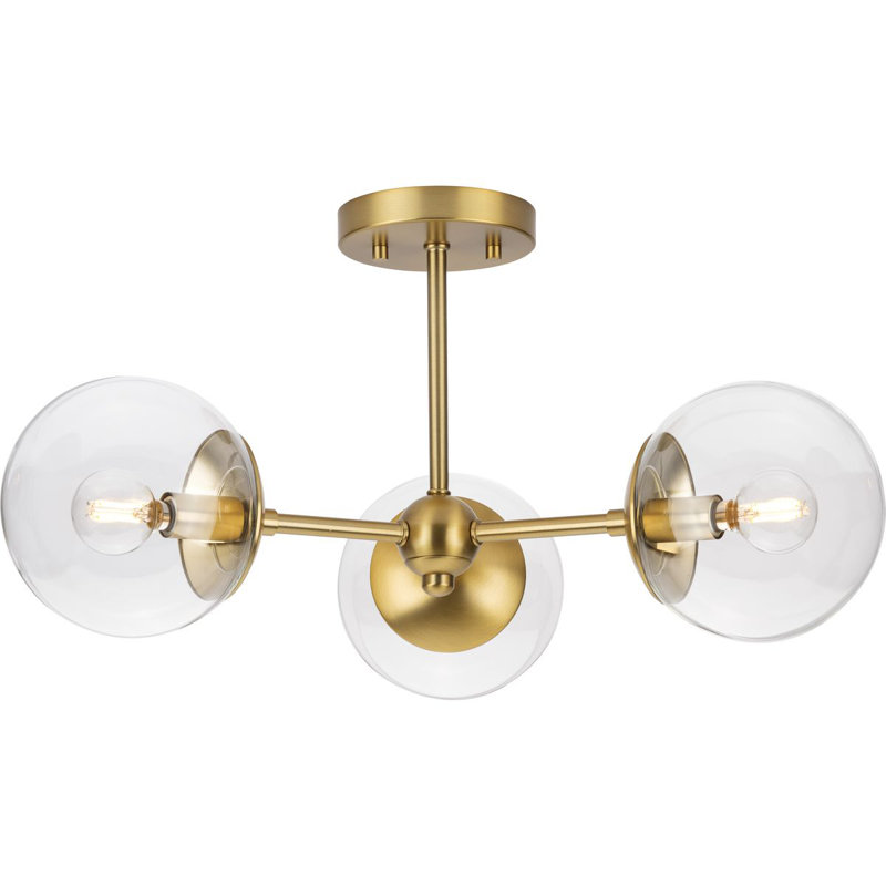 Plafonnier semi-encastré en verre Ottmar, Bronze brossé
