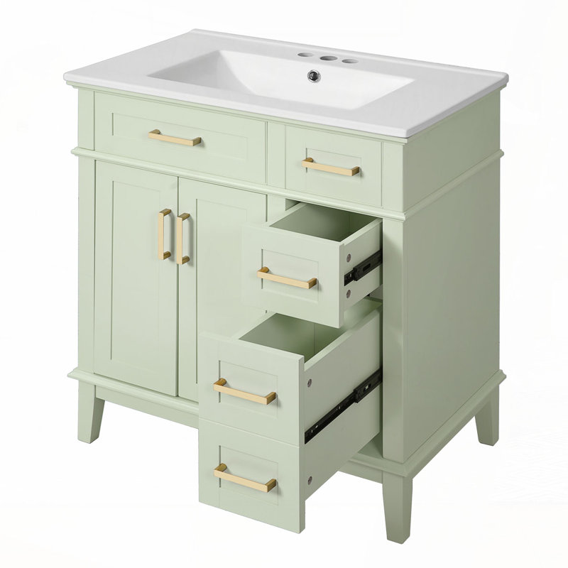 Meuble-lavabo 30 po avec lavabo en céramique, Vert