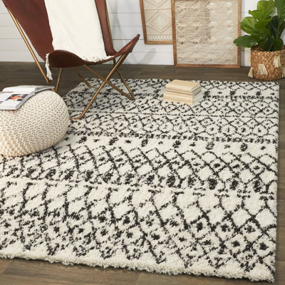 Tapis crème / gris anthracite à motif géométrique