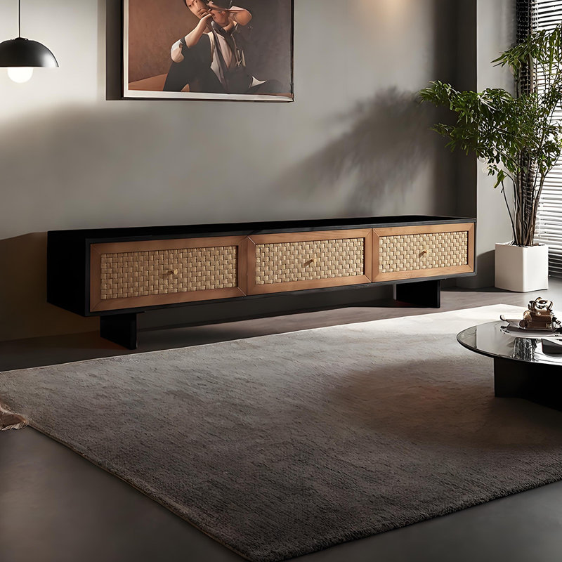 Meuble télé Nordic, Noir / brun, H 19,68 po x L 86,61 po x l 15,74 po