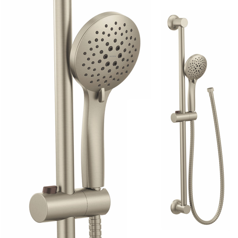 Douche à main 5 fonctions Moen Eco-Performance avec barre coulissante de 30 pouces et tuyau de 69 pouces, Nickel brossé