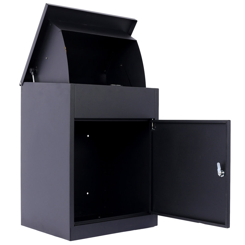 Boîtes de livraison de colis pour l'extérieur, boîte aux lettres très grande, boîte aux lettres en acier galvanisé, antivol mural verrouillable pour porche extérieur, bord de trottoir, noir