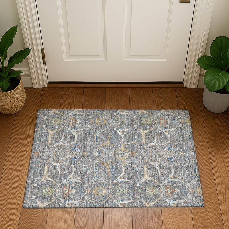 Premium Machine Washable Mayfield AMF2250 Global Rug, 1'8" x 2'6", Gray