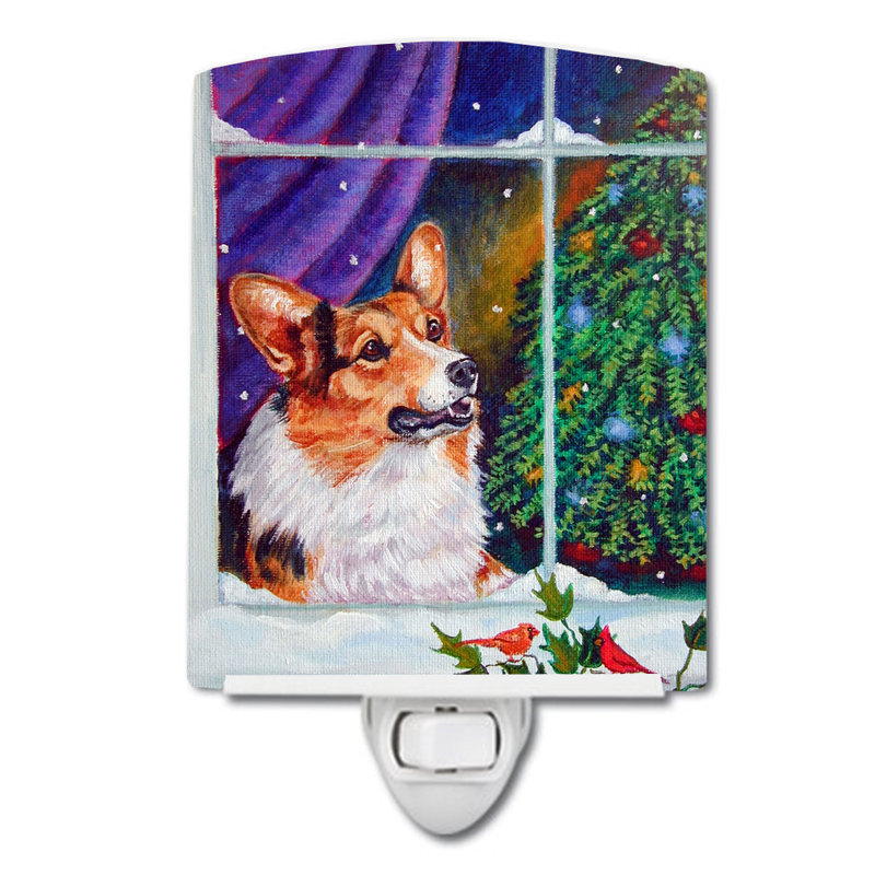 Éclairage de nuit en céramique pour fenêtre de noël corgi
