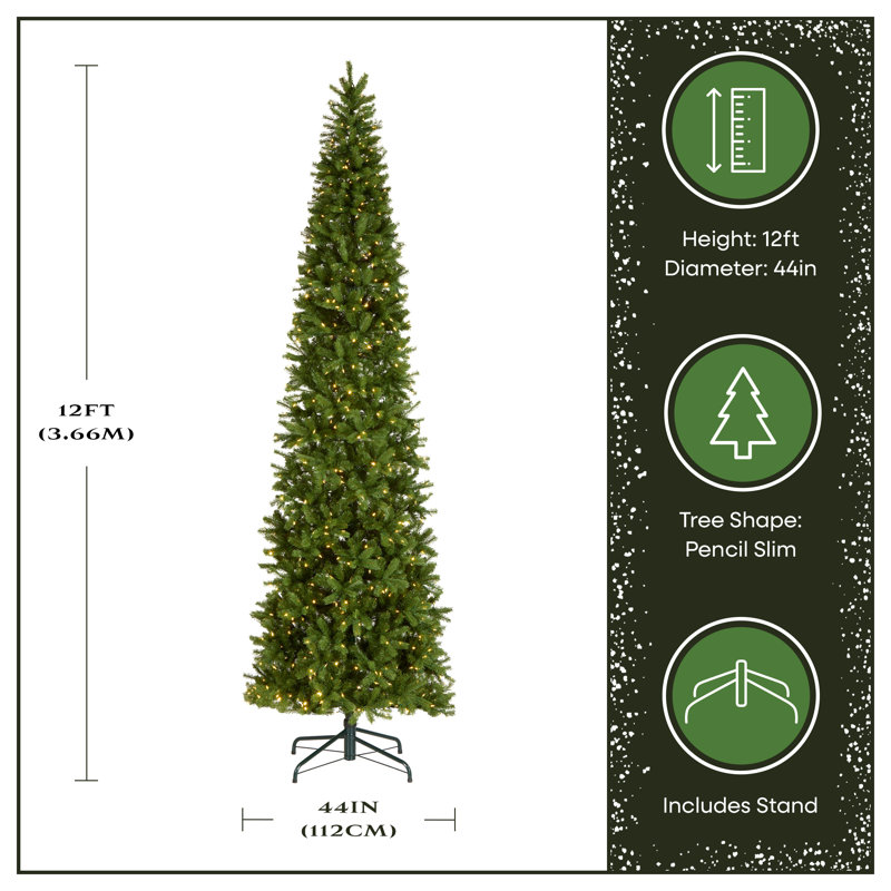 Downswept Douglas Green Fir Artificial Christmas Tree with Color + Clear Lights, 12'