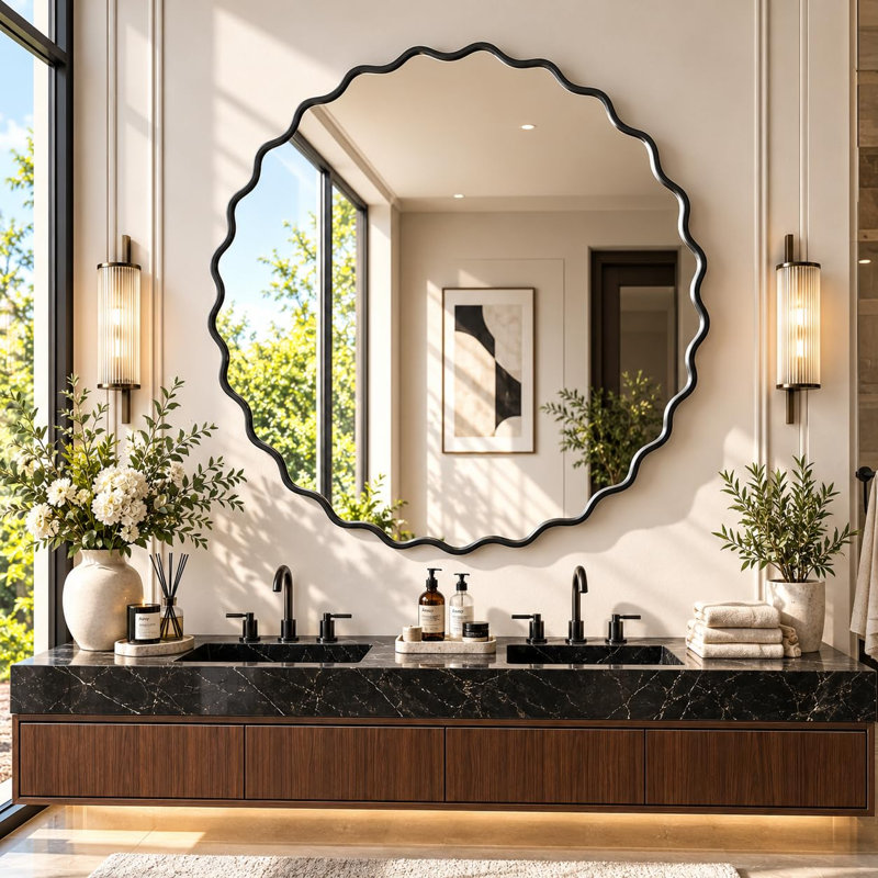 Aluminium Wall Vanity Mirror, Black