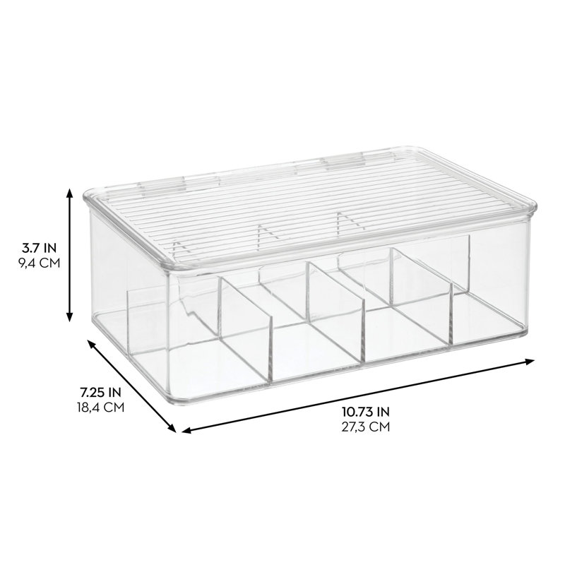 Stackable 8-Section Tea Storage Box - Tea Bag Organizers for Kitchen Cabinet, Countertop, or Pantry
