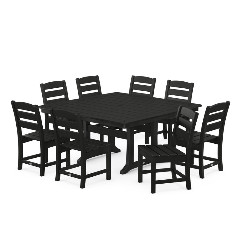 Lakeside 9-Piece Nautical Trestle Dining Set, Black