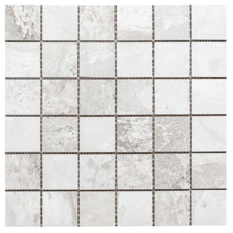 Wells Stone 2" x 2" Porcelain Mosaic Wall and Floor Tile, White