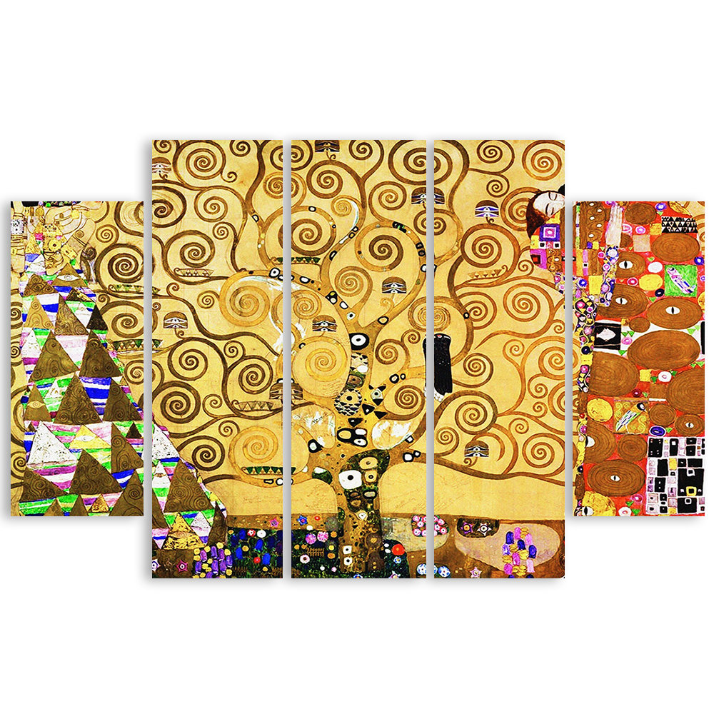 The Tree of Life by Gustav Klimt - 5 Piece Unframed Graphic Art Print Set on Canvas