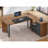 Bureau de direction 63 po avec classeur mobile, bureau en L avec prises de courant, poste de travail d'ordinateur en coin