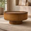 Table basse ronde de style bohème avec rangement intégré, 78,3 cm (30,85 po), en rotin brun noyer avec espace de rangement dissimulé