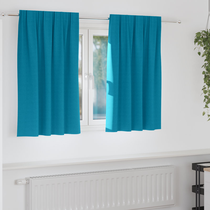 Curtains With Curtains 2 Pcs Polyester, 140cm Width x 140cm Drop, Turquoise