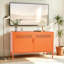 Armoire de rangement 39,4 pouces en métal orange vif avec 2 portes, casier d'appoint avec tablette réglable et ventilation pour le bureau à domicile-133227602