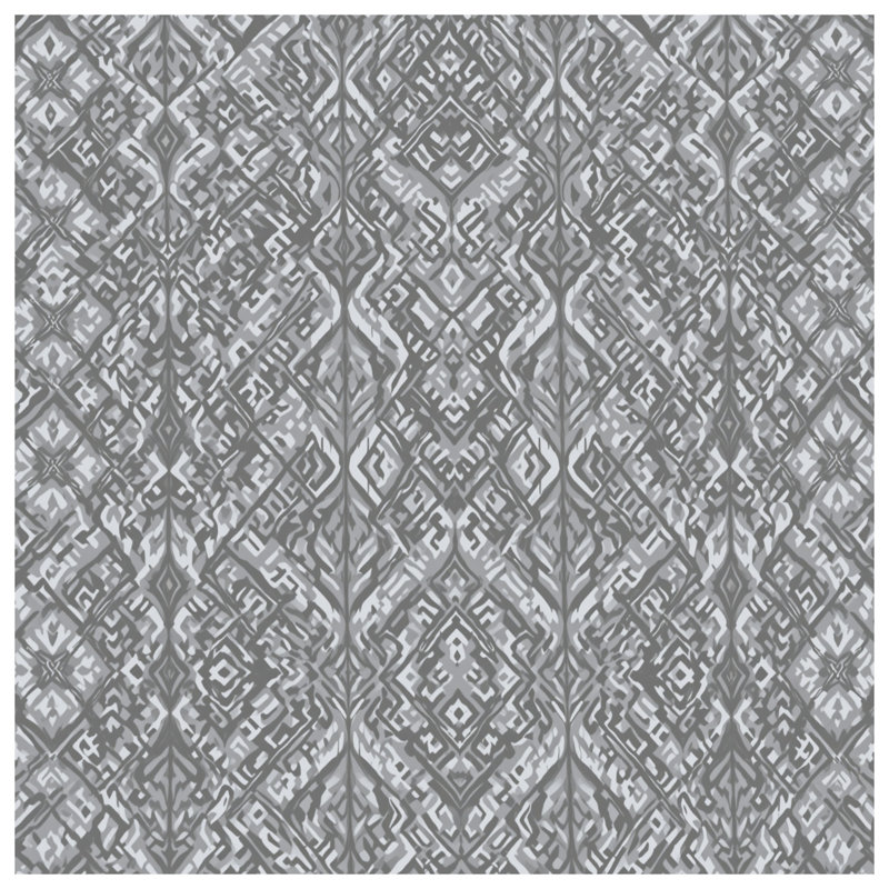 Rideaux de douche gris à motif ikat extra long, L 70 po x H 93 po