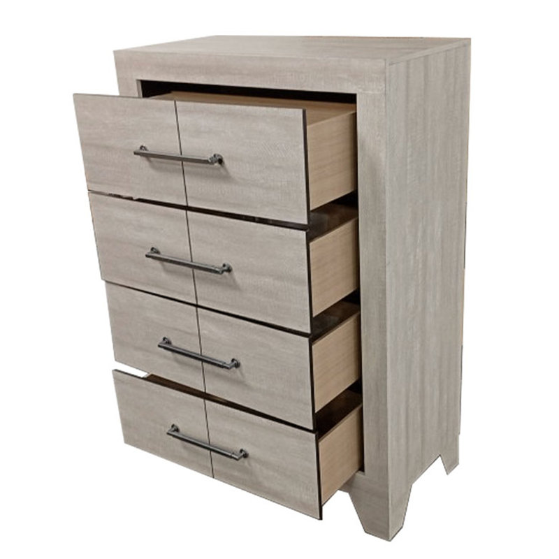 Commode 4 tiroirs Deegan Classic en chêne gris rustique