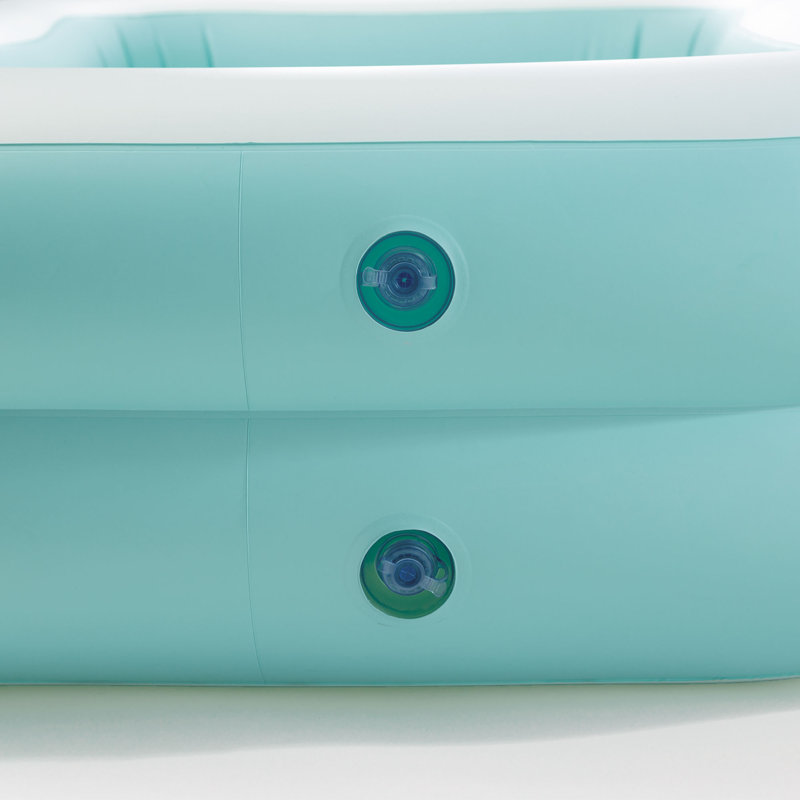 Aqua and White Rectangular Inflatable Family Pool, 90" x 60" x 19"