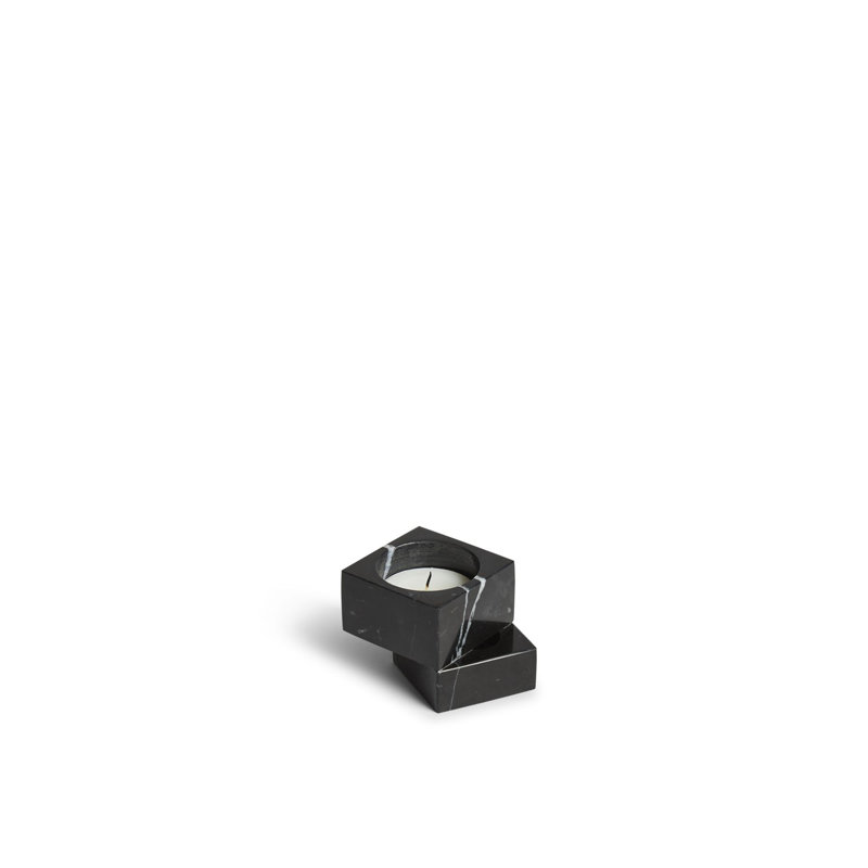 Jeu De Des 2 Candle Holder, 2'' H 2.40'' W x 2.80'' D, Black