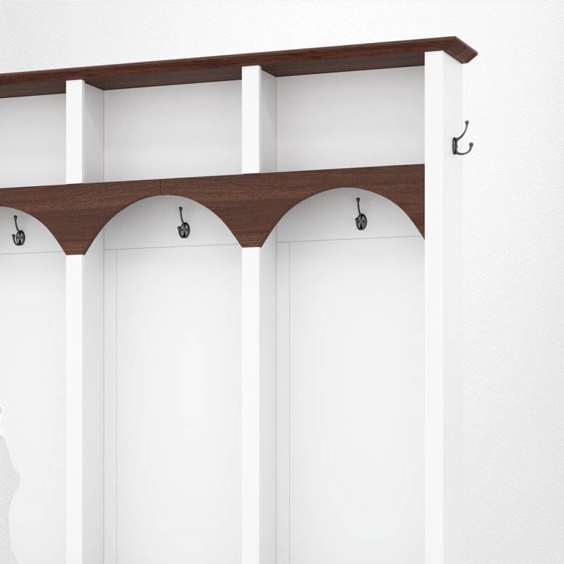 Arbre d'entrée de 57,92 po de largeur avec banc et rangement pour chaussures, Blanc