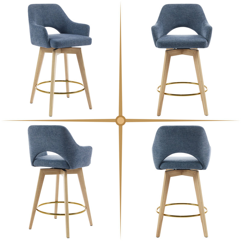 Lovetro Swivel 26.77" Linen Counter Stool