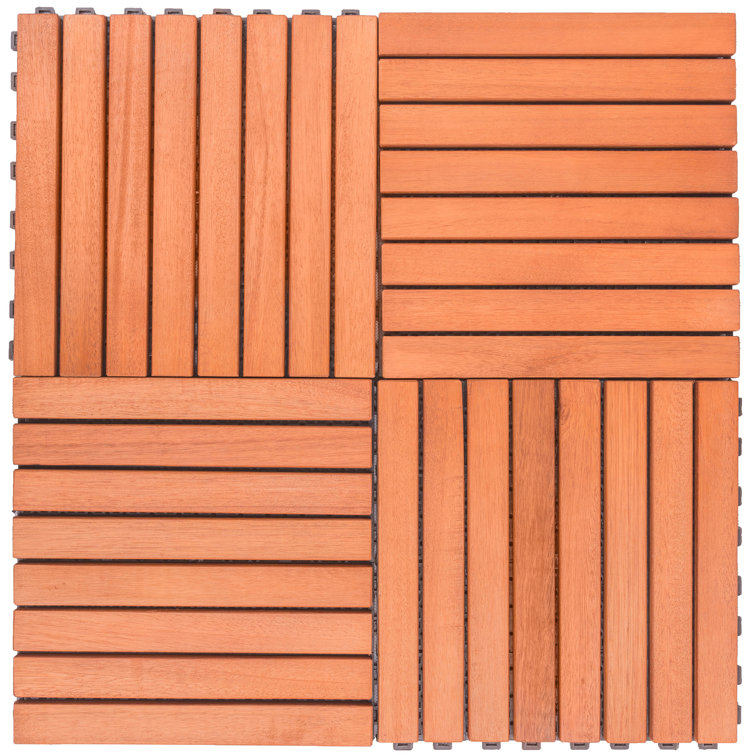 12" x 12" Wood Interlocking Deck Tile in Tan