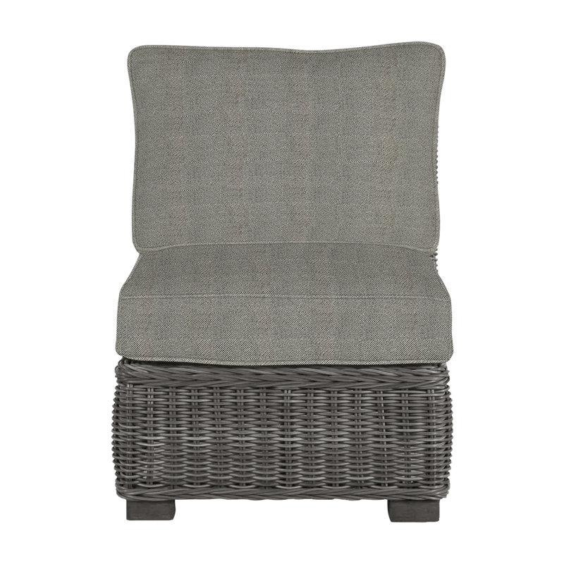 Rustic Woven Sectional Slipper Chair, Slate Gray, Welt, Intermix Bark