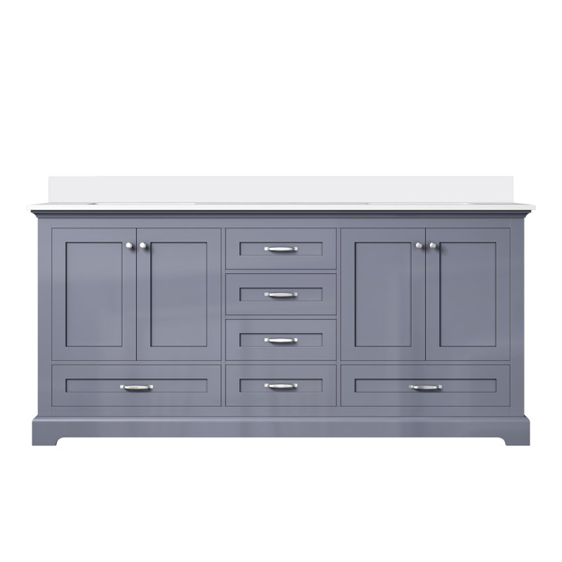 Meuble-lavabo double gris foncé de 72 po X P 22 po D, avec plateau en marbre de culture, Gris foncé