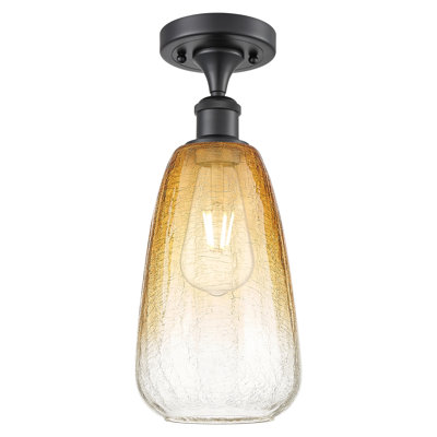 Ballston - Brookhaven Almond - 1 Light 6" Semi-Flush Mount - Matte Black Finish - Amber Shade