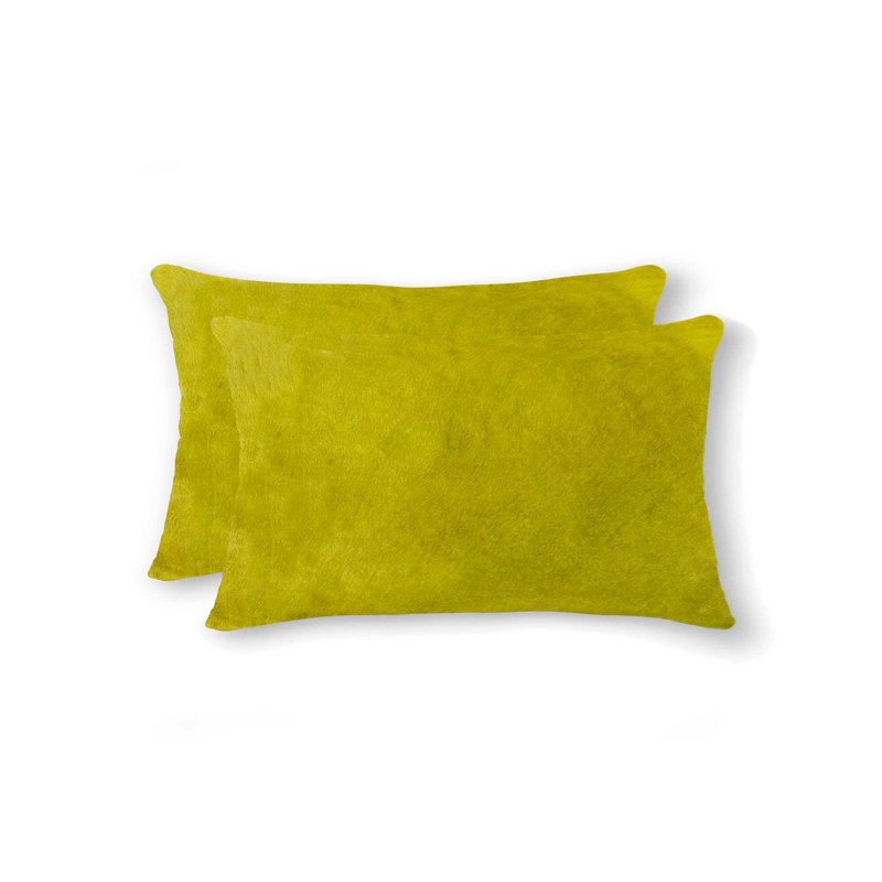  (Ensemble de deux) Coussin lombaire en peau de vache 12 "X 20", Jaune