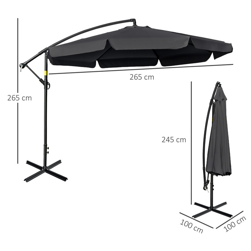 Brikene 265cm Tilt Cantilever Parasol, Black