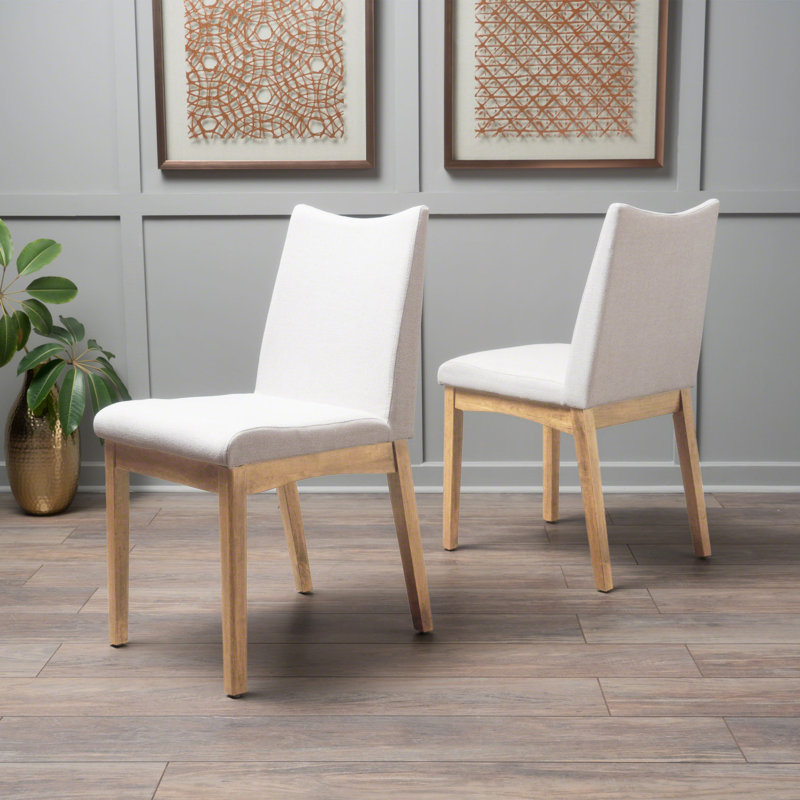 20'' H Fabric Upholstered Side Chair, Oak, Teal, 2