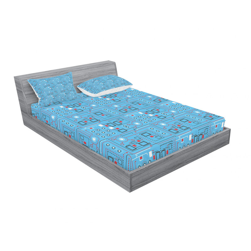 Microfiber Geometric Sheet Set, Full/Double Sheet Set with Fitted Sheet