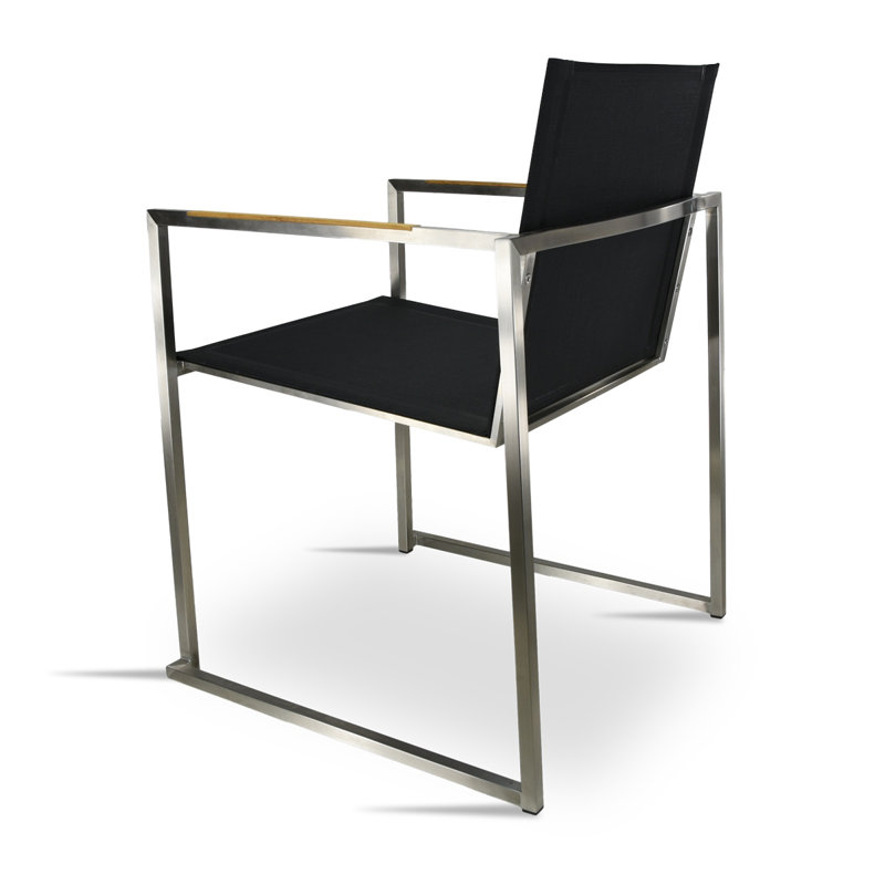 Kristie Patio Dining Armchair with Cushion, Black