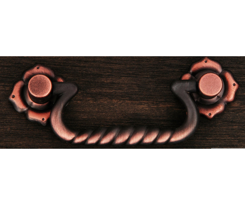 Rope 3" Drop Handle Pull with Clover Ends CP Series, Distressed Copper