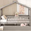 Lit double en bois avec lit gigogne simple-349194906