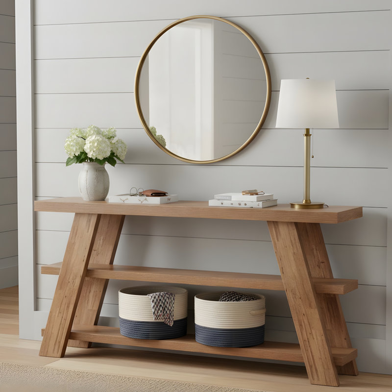 Table d'appoint mince avec rangement, console à 3 niveaux, canapé