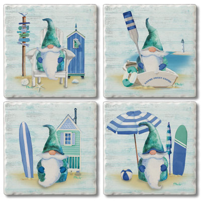 Ensemble de 4 sous-verres Coastal Gnomes