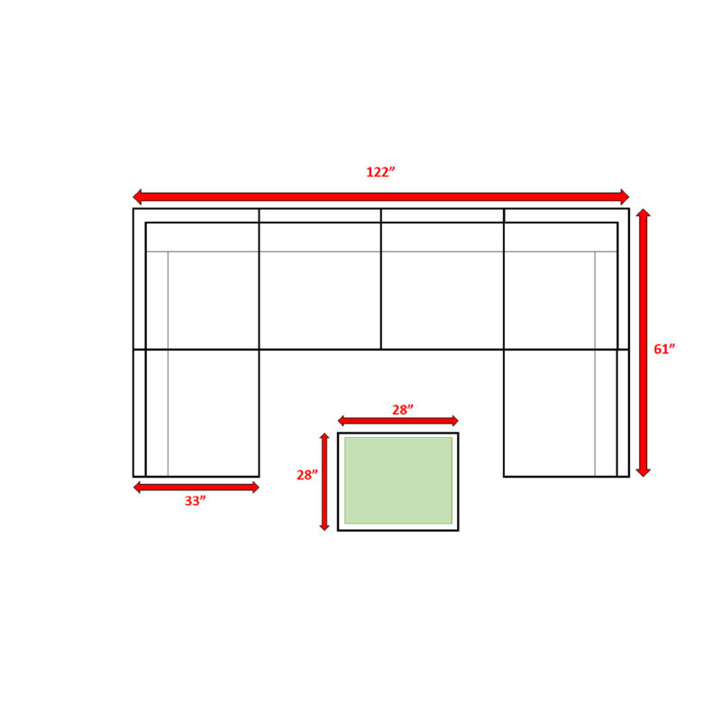 Ensemble de conversation modulaire 7 pièces avec coussins Sunbrella entièrement assemblés