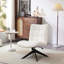 Belva White Boucle Upholstered Fabric Accent Chair with Black Metal Height Adjustable Swivel Legs