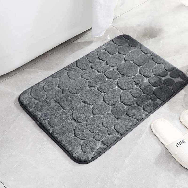 Tapis de bain antidérapant, absorbant, à séchage rapide, lavable, gris foncé 17 x 24
